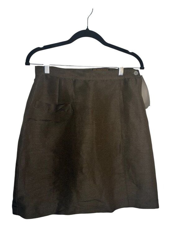 Vintage 90s NWT Collectible Gold Olive Linen A-Line Skirt Lined Pocket Size 10 3