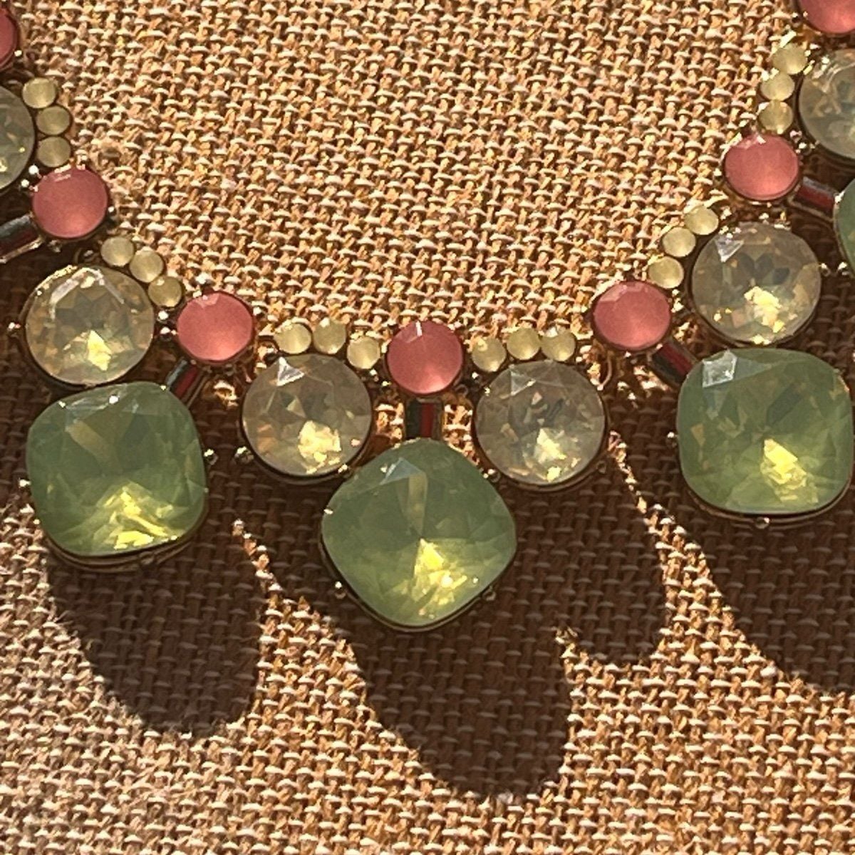 Pastel Rainbow Geometric Gem Statement Necklace Set 7