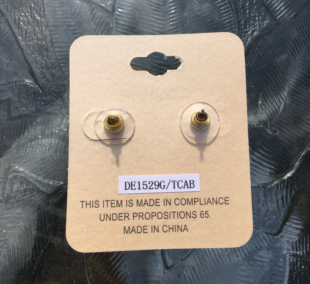 Gold Tone Round Faceted Stone Post Earrings- Mint 6