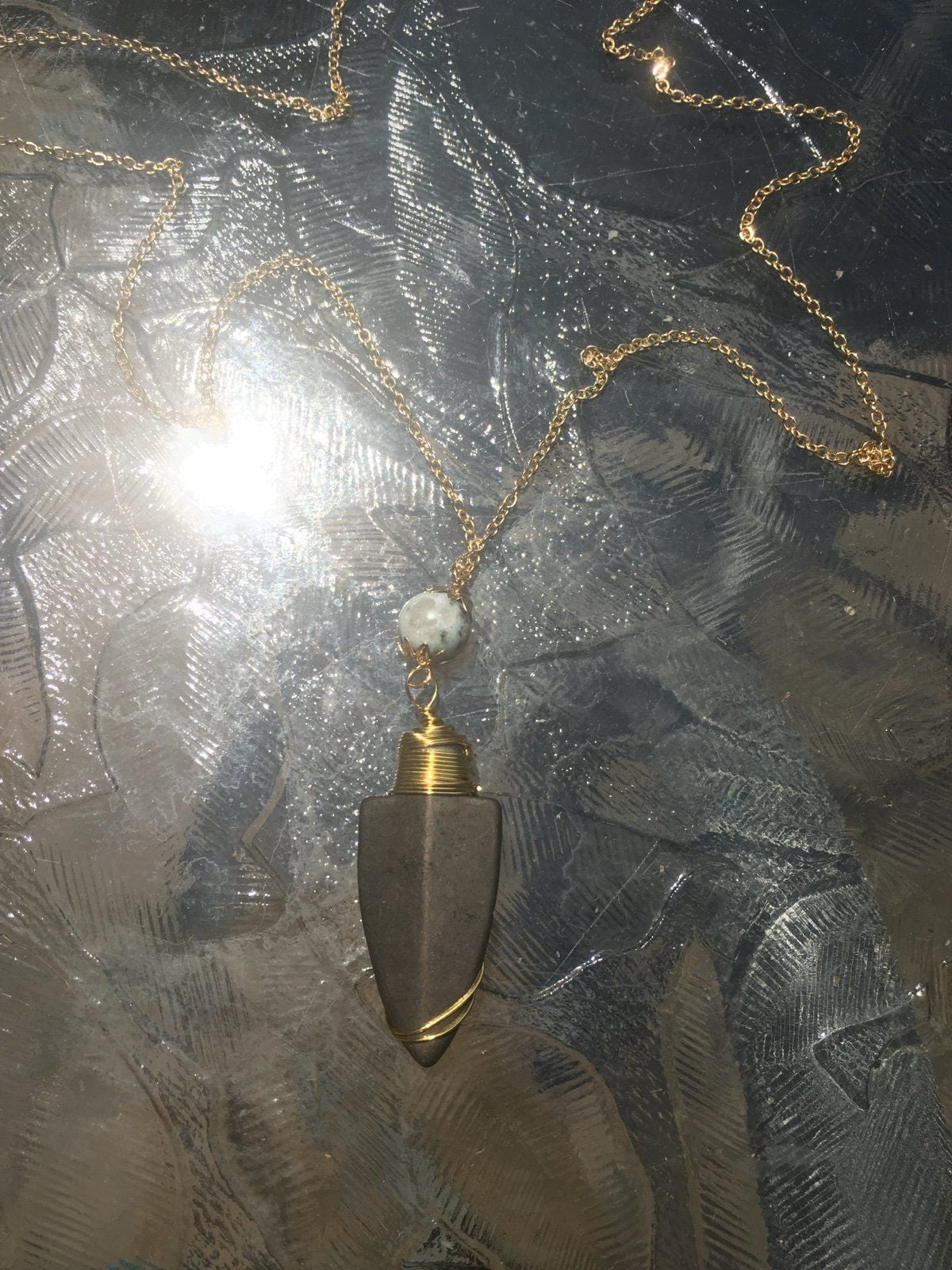 Slate Gray & Amazonite Arrowhead Pendant Necklace 7