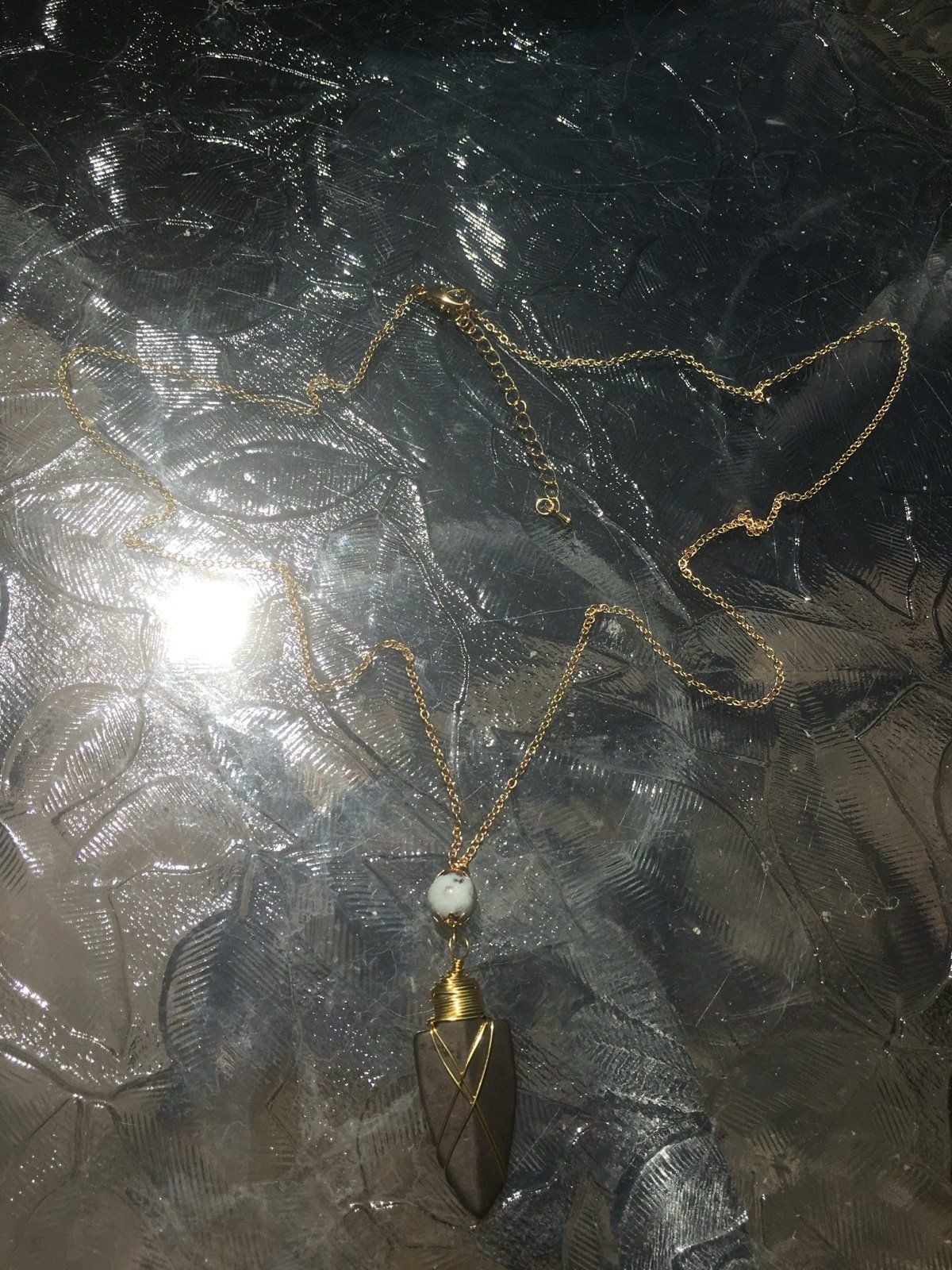 Slate Gray & Amazonite Arrowhead Pendant Necklace 8