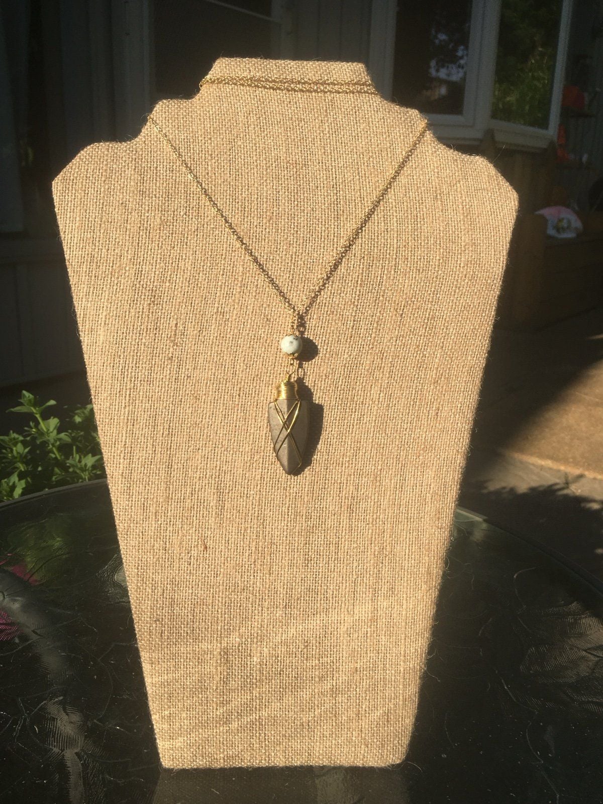 Slate Gray & Amazonite Arrowhead Pendant Necklace 9