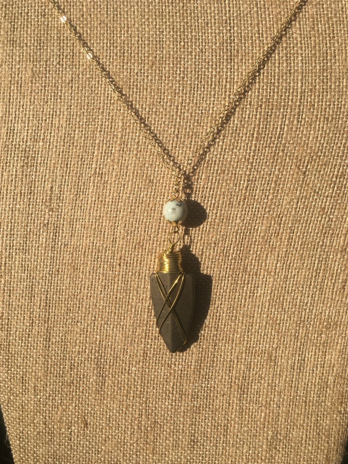 Slate Gray & Amazonite Arrowhead Pendant Necklace 10