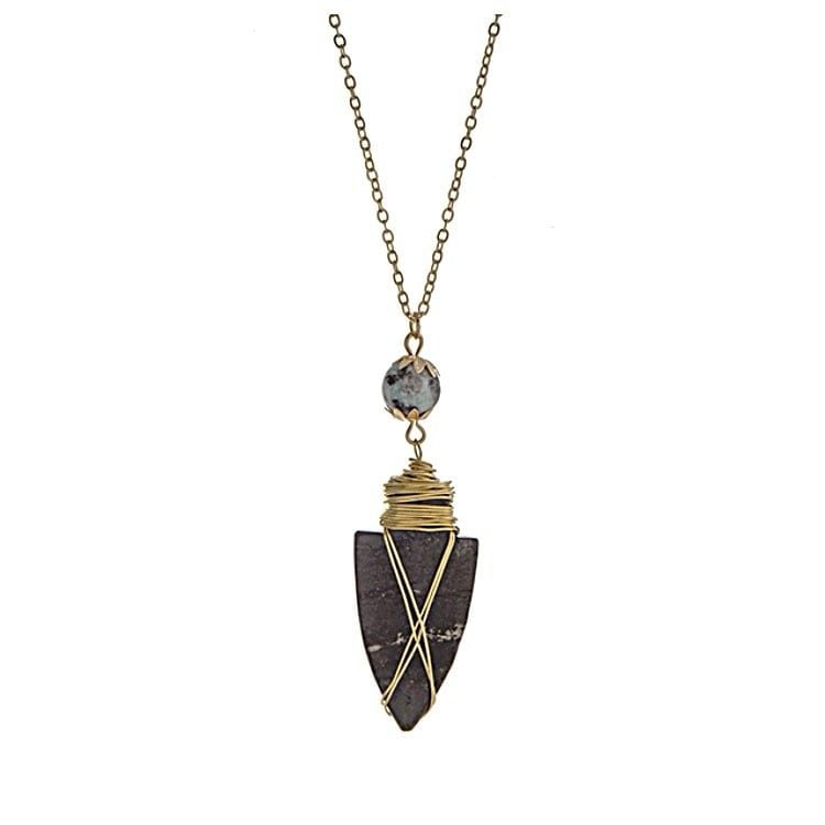 Slate Gray & Amazonite Arrowhead Pendant Necklace 11