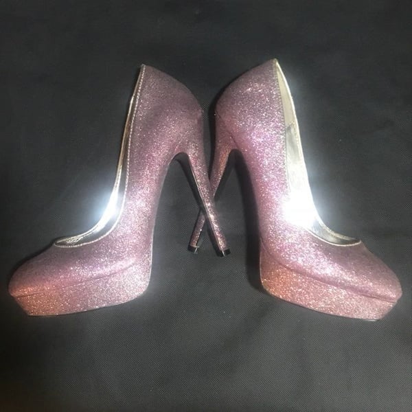 Pink Multi Glitter Platform Pumps