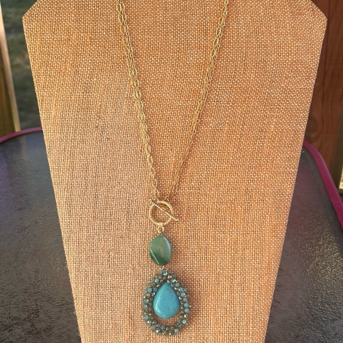 Turquoise & Green Beads/Stones Necklace 3