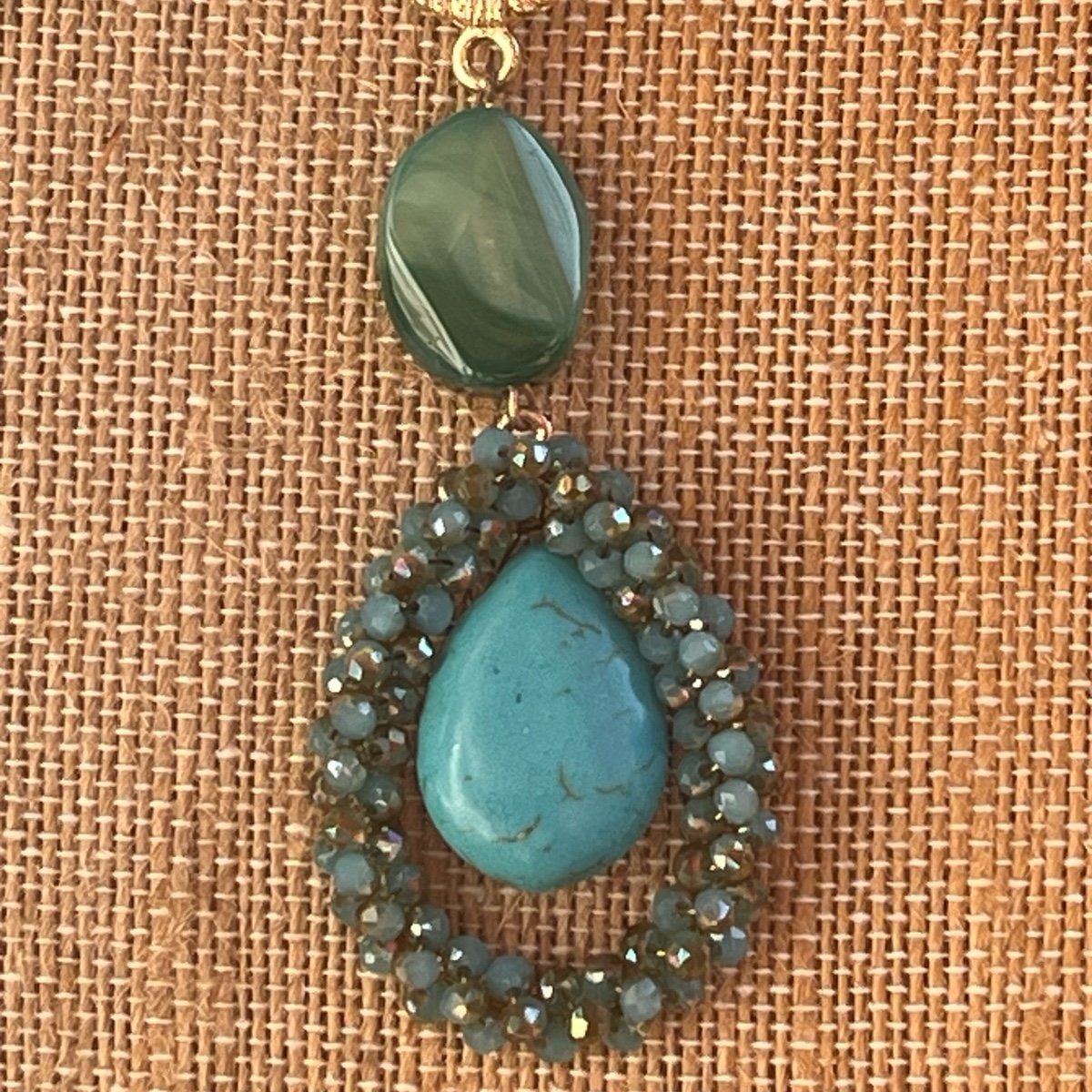 Turquoise & Green Beads/Stones Necklace 6
