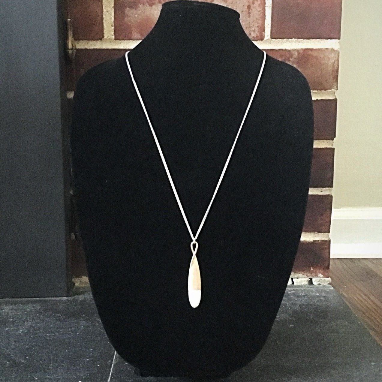 Gold Tone Jewel Dipped Infinity Pendant Necklace- Iridescent 3