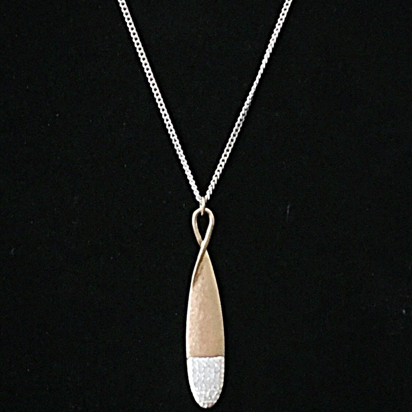 Gold Tone Jewel Dipped Infinity Pendant Necklace- Iridescent 4
