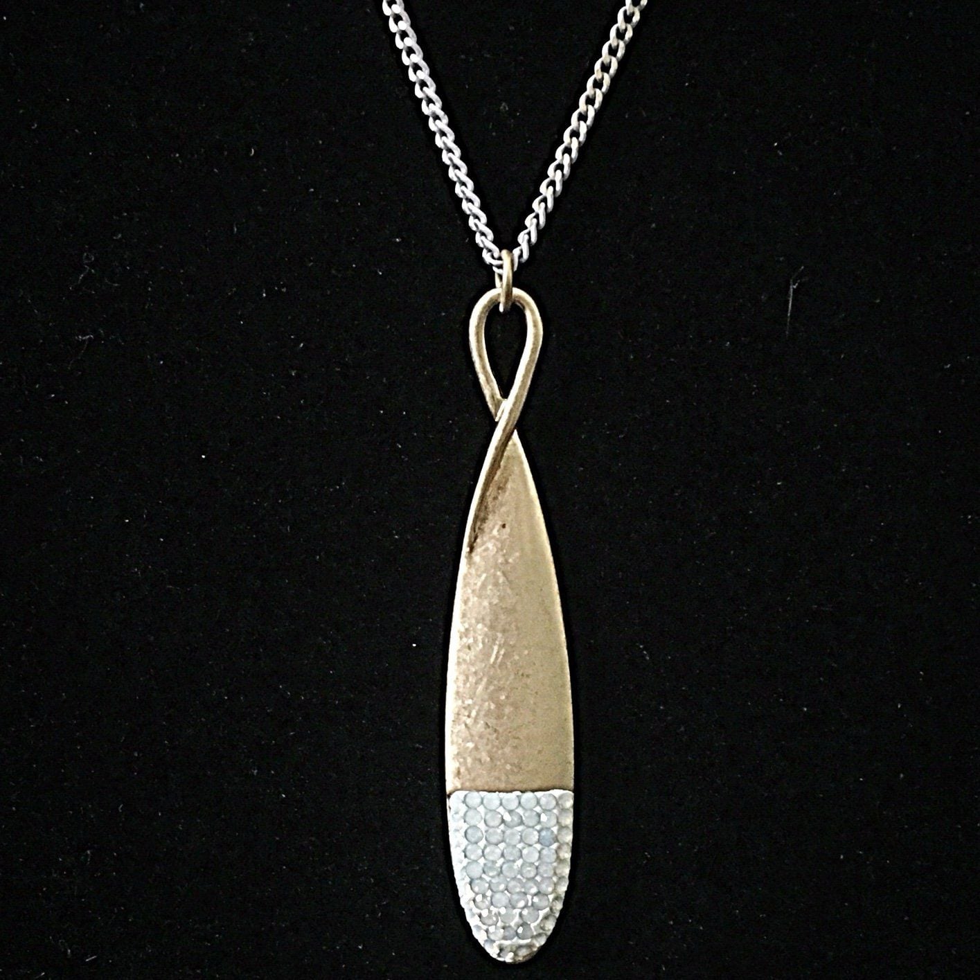 Gold Tone Jewel Dipped Infinity Pendant Necklace- Iridescent 5