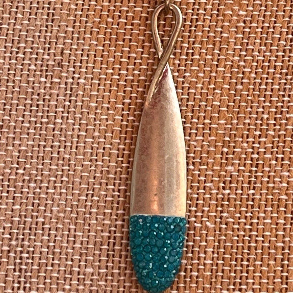 Gold Tone Jewel Dipped Infinity Pendant Necklace- Teal 6