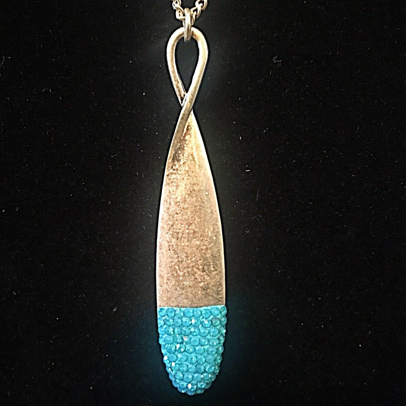 Gold Tone Jewel Dipped Infinity Pendant Necklace- Turquoise 5