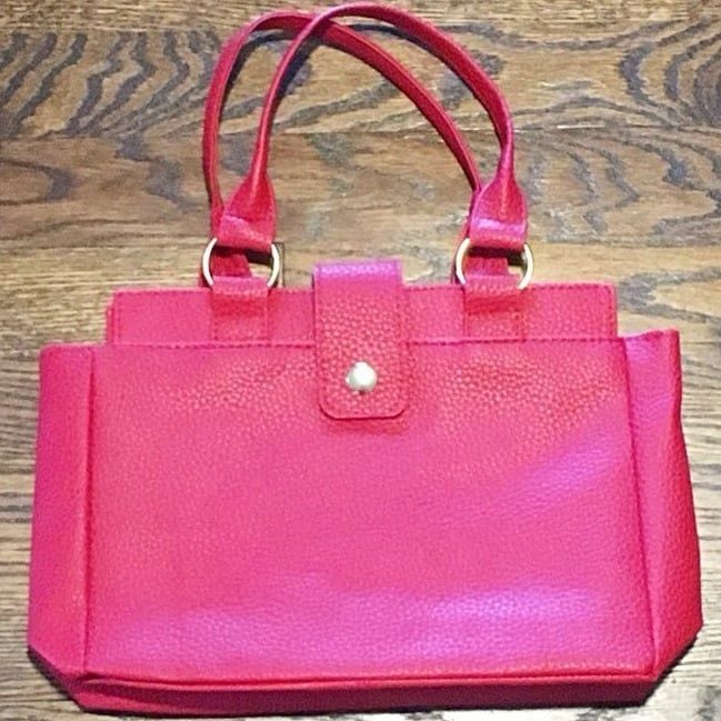 Textured Red Bag w/Tiger Print Lining 2