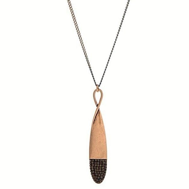 Gold Tone Jewel Dipped Infinity Pendant Necklace- Black 2