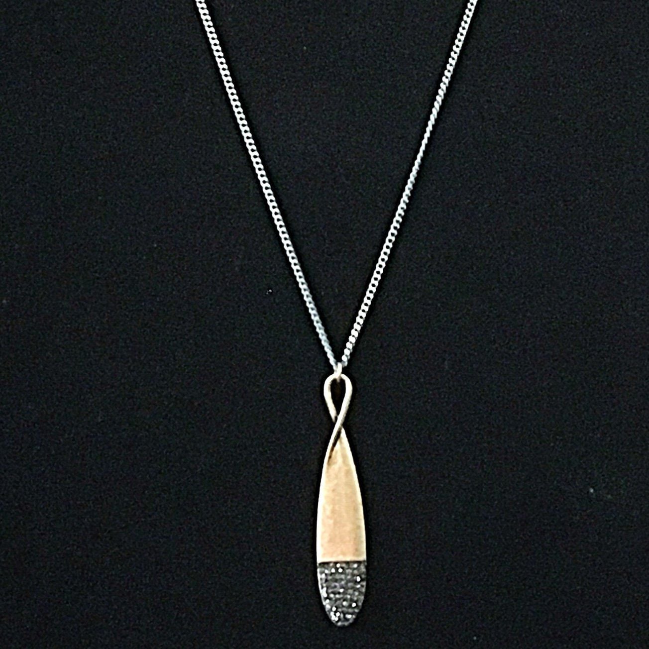 Gold Tone Jewel Dipped Infinity Pendant Necklace- Black 4