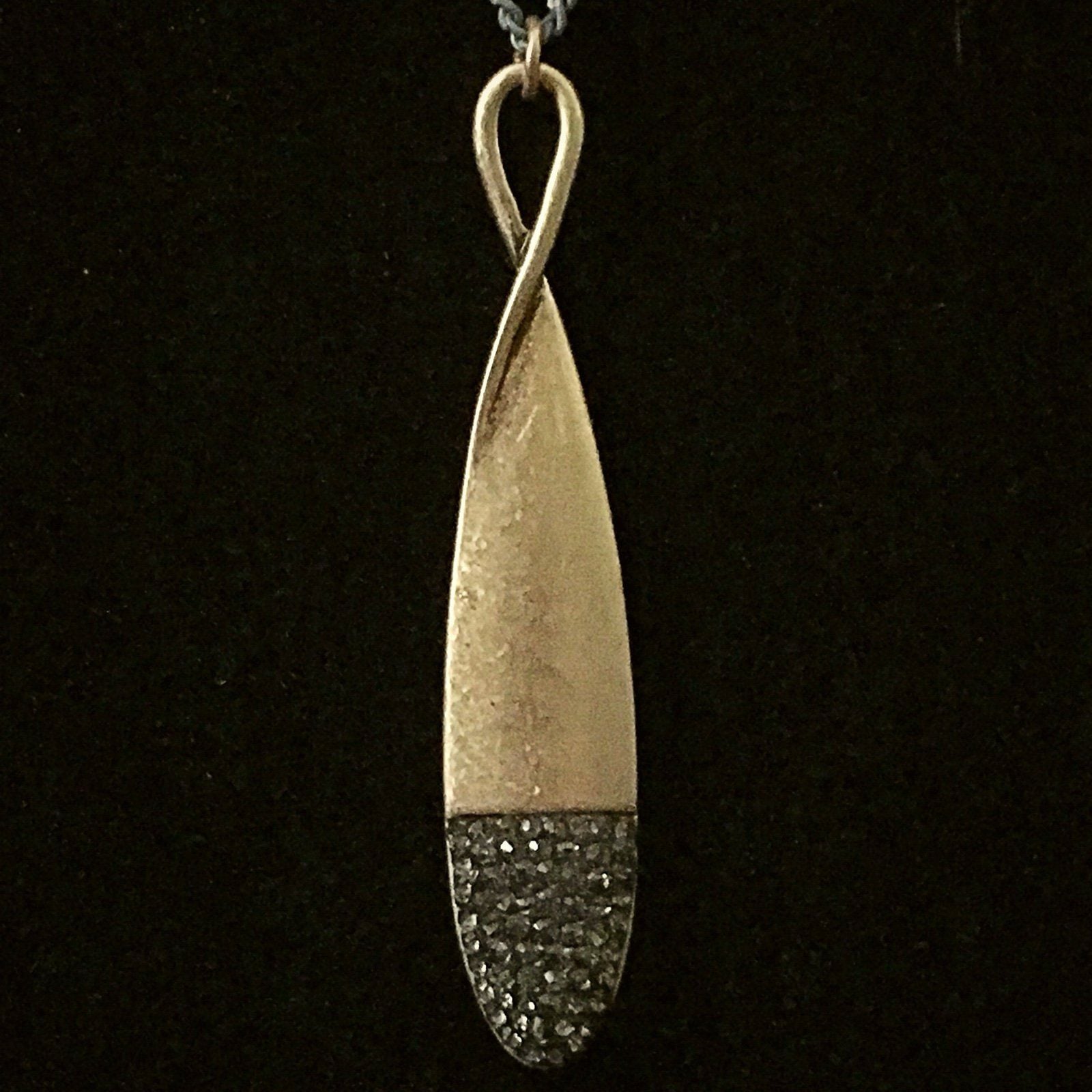 Gold Tone Jewel Dipped Infinity Pendant Necklace- Black 5