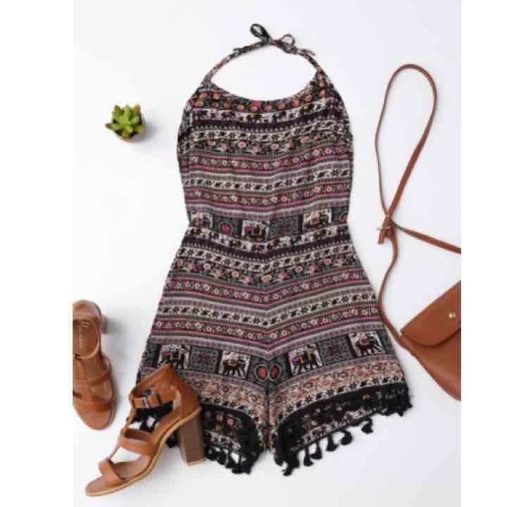 L Elephant Tapestry Print Romper-Junior 2