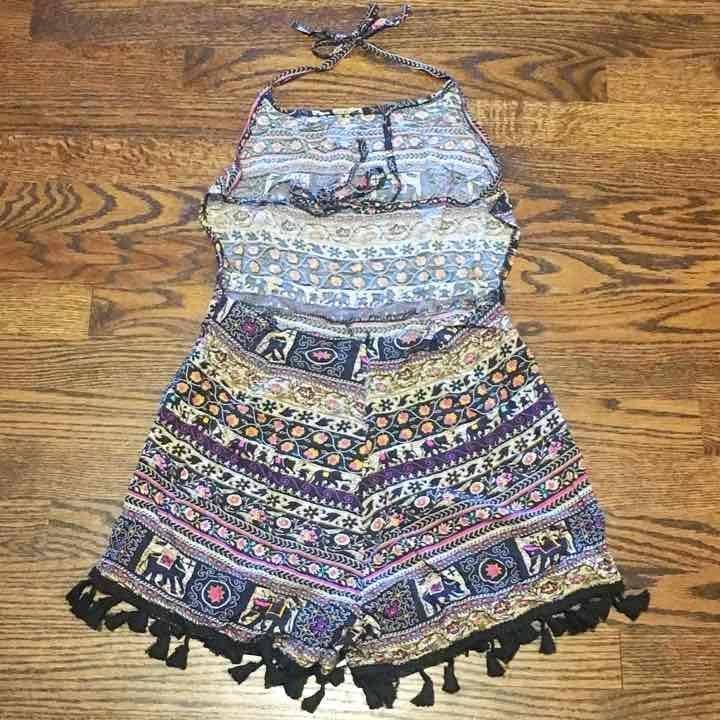 L Elephant Tapestry Print Romper-Junior 4