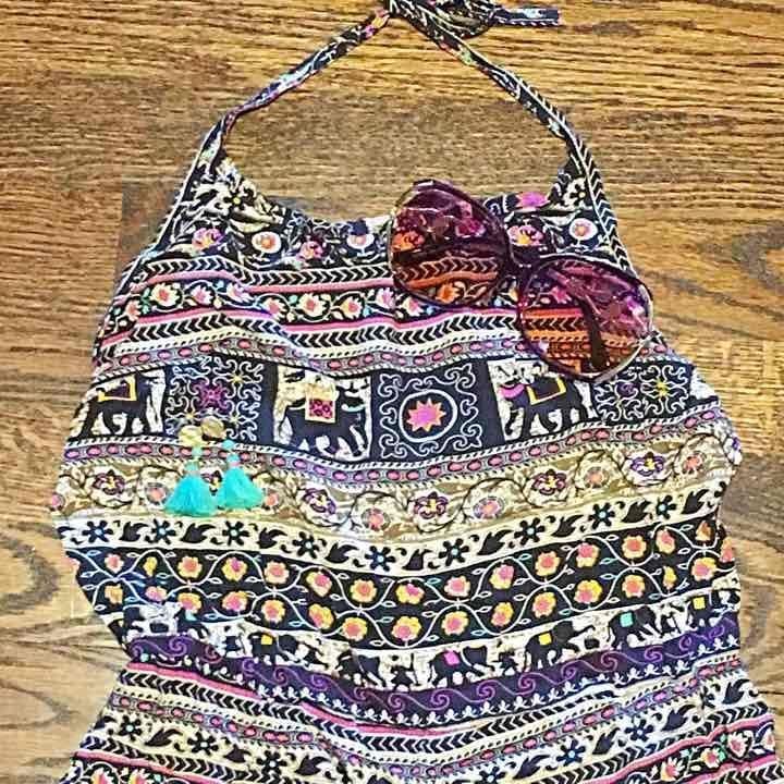 L Elephant Tapestry Print Romper-Junior 5