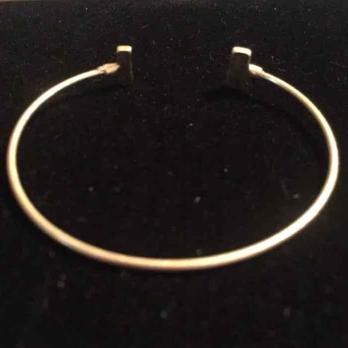 Gold Tone Dainty Rectangle Cuff- White & Bling 5