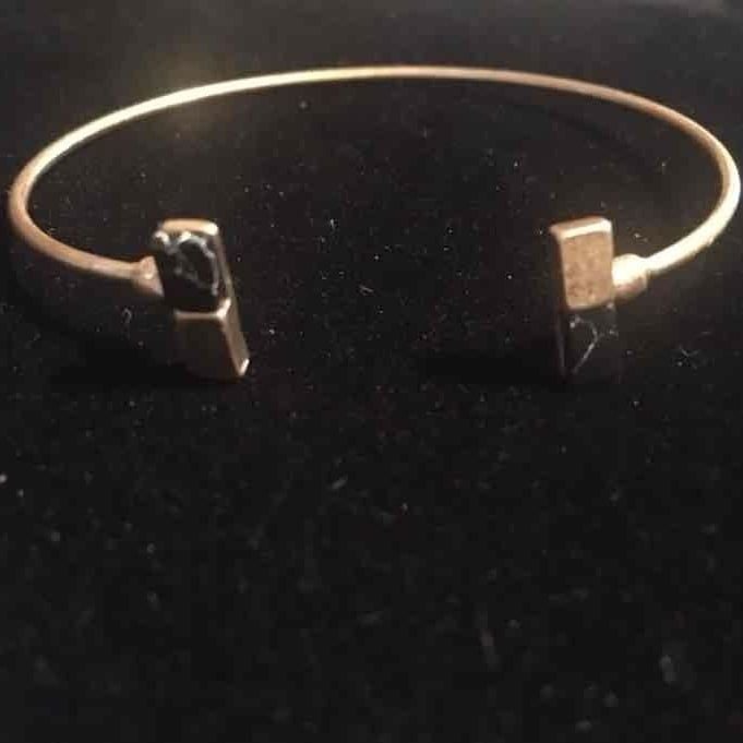 Gold Tone Dainty Rectangle Cuff- Black 3