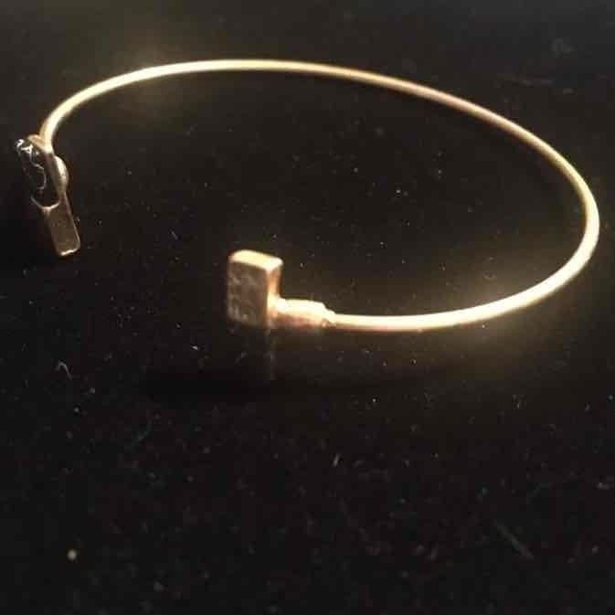 Gold Tone Dainty Rectangle Cuff- Black 4