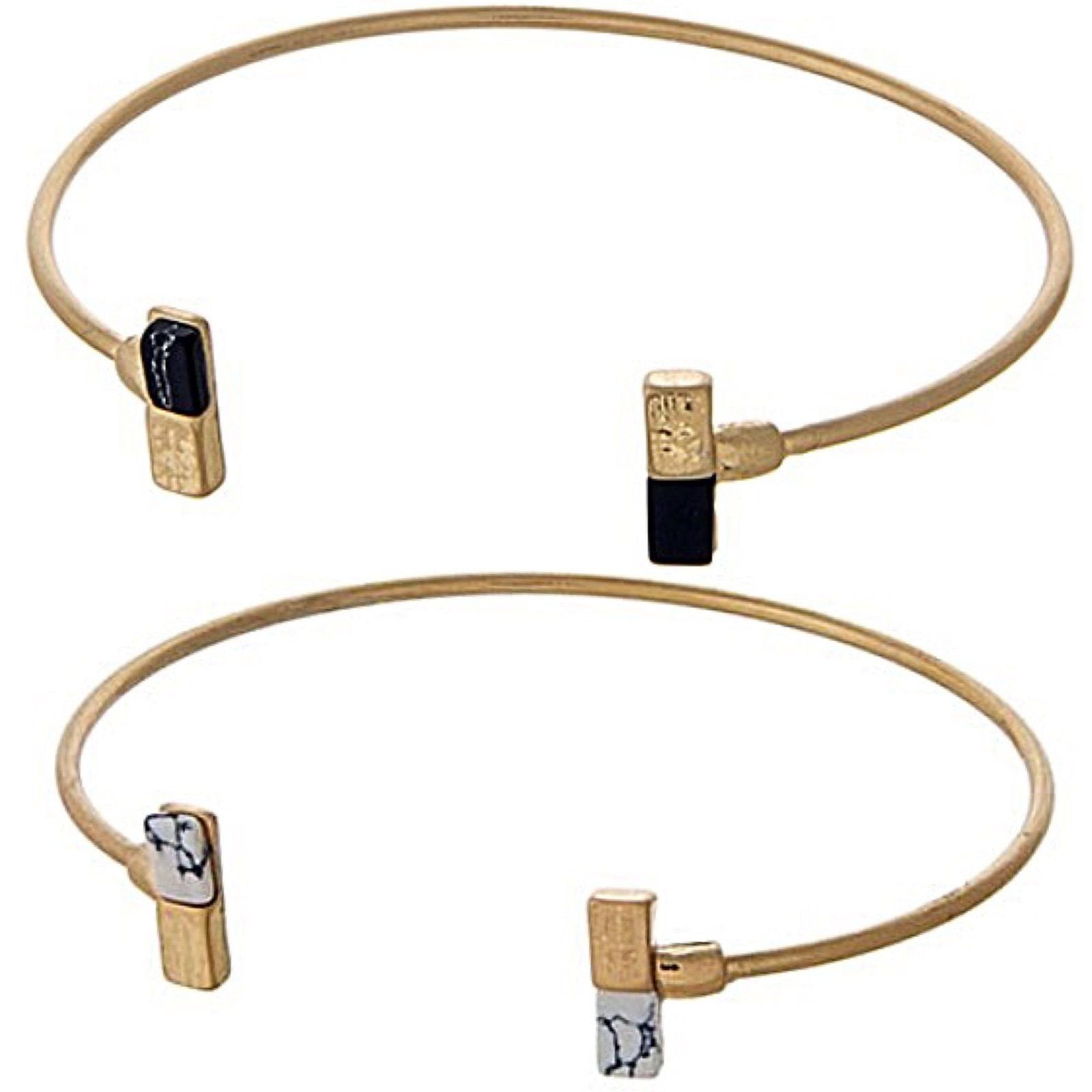 Gold Tone Dainty Rectangle Cuff- Black 6