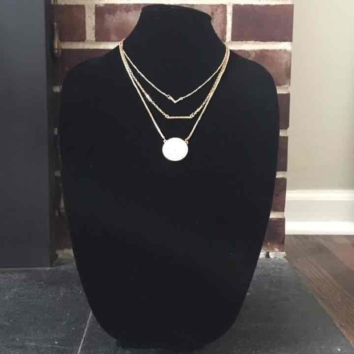 Triple Layer Gold & White Howlite Necklace 3