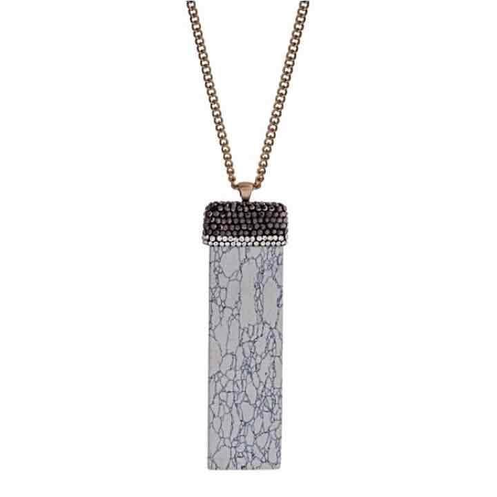 Natural Stone Beaded Pendant Necklace- White Howlite 2