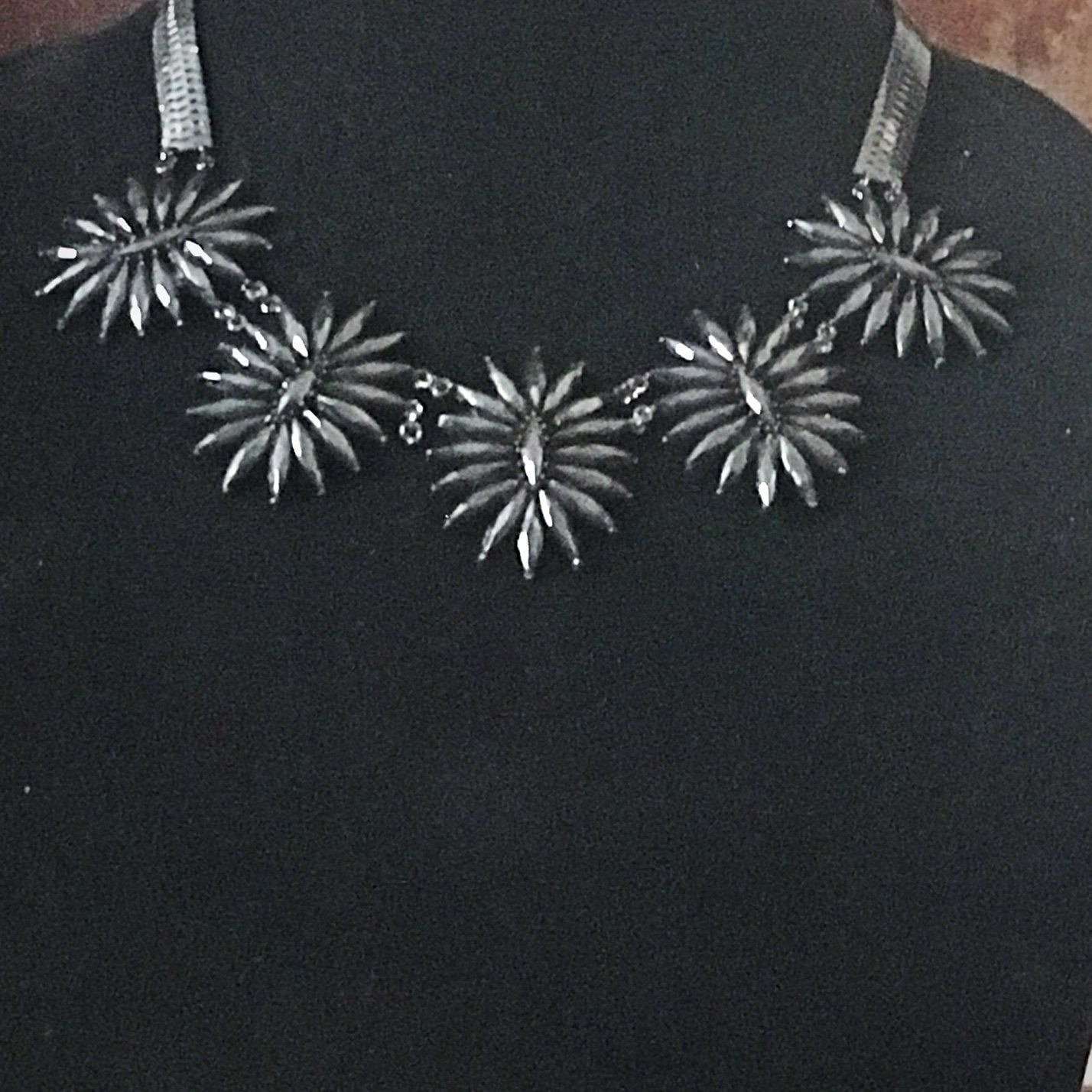 Floral Statement Necklace Set- Black 7