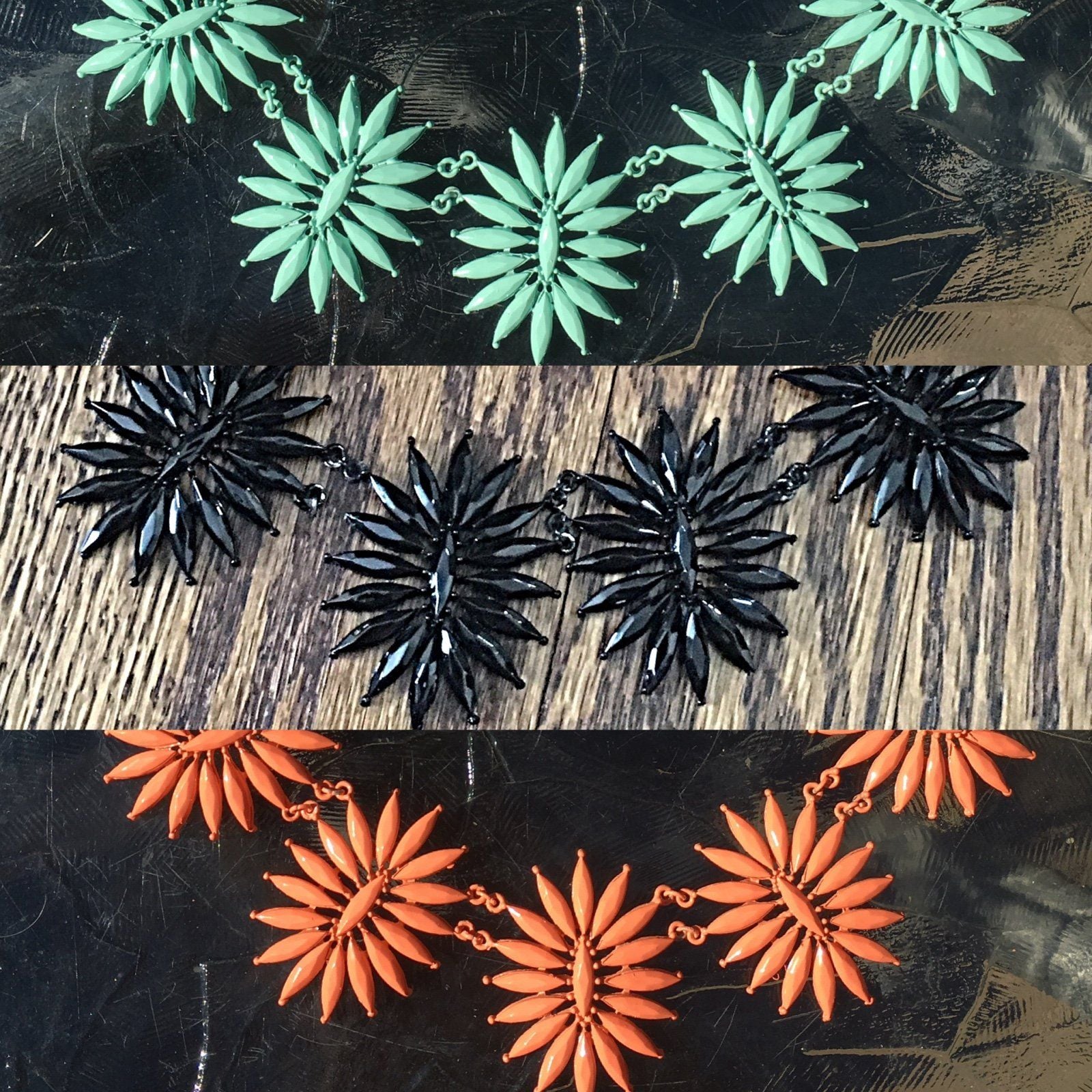 Floral Statement Necklace Set- Black 9