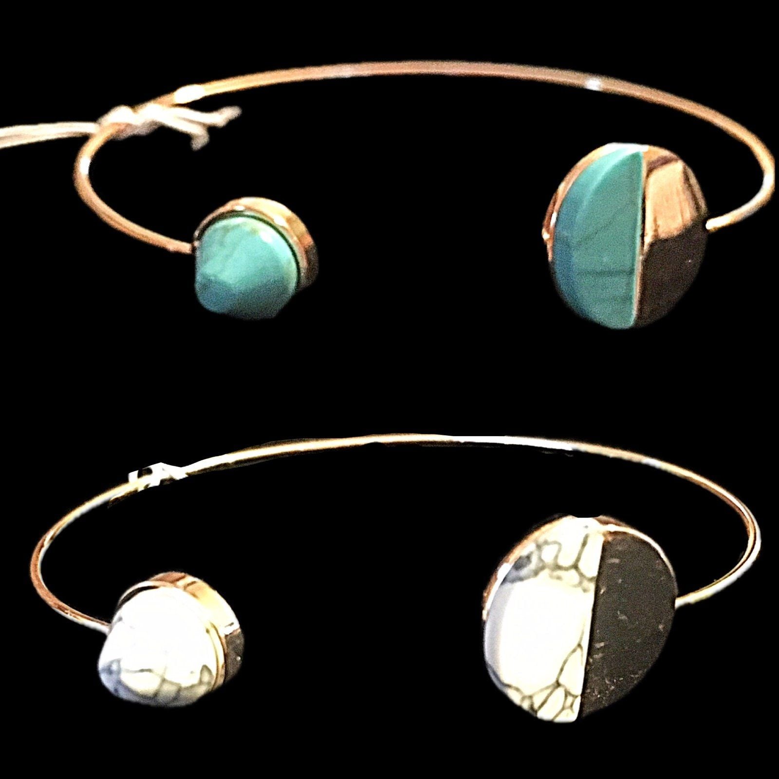 Dainty Gold Circle Cuff- Turquoise Howlite 6
