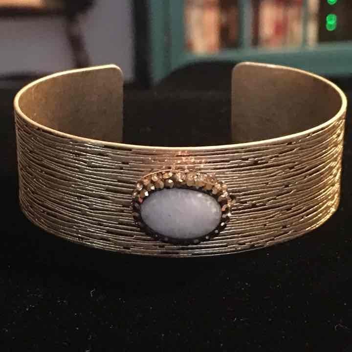 Gold & Topaz Stone Cuff Bracelet 4