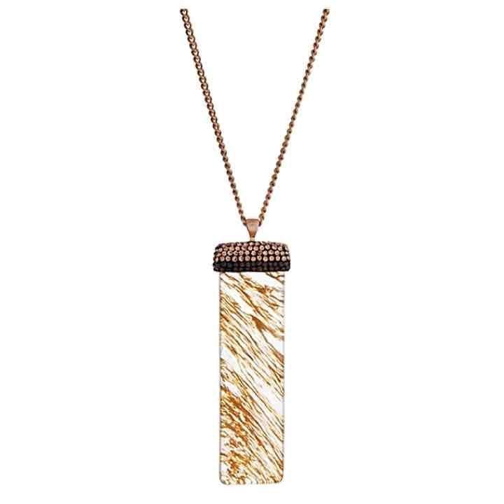 Natural Stone Beaded Pendant Necklace- Beige Marble 2