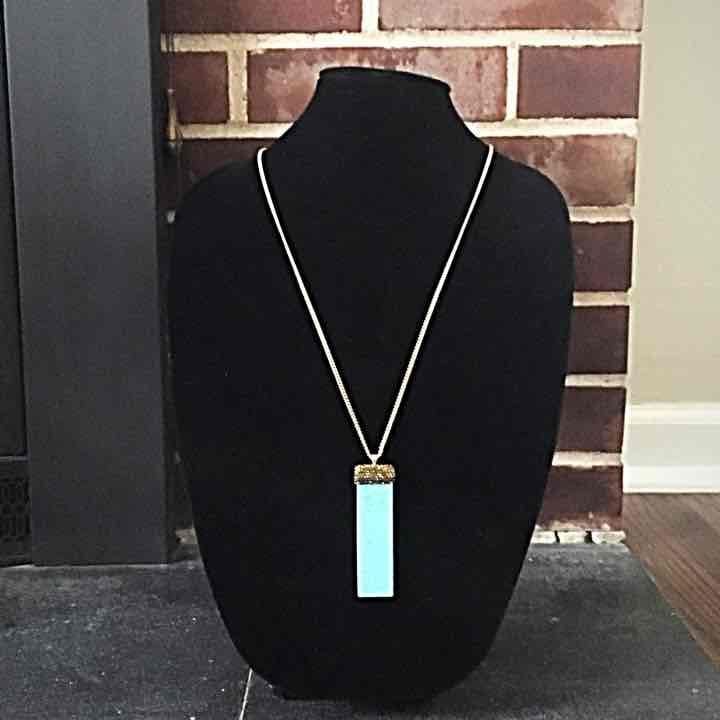 Natural Stone Beaded Pendant Necklace- Turquoise 3