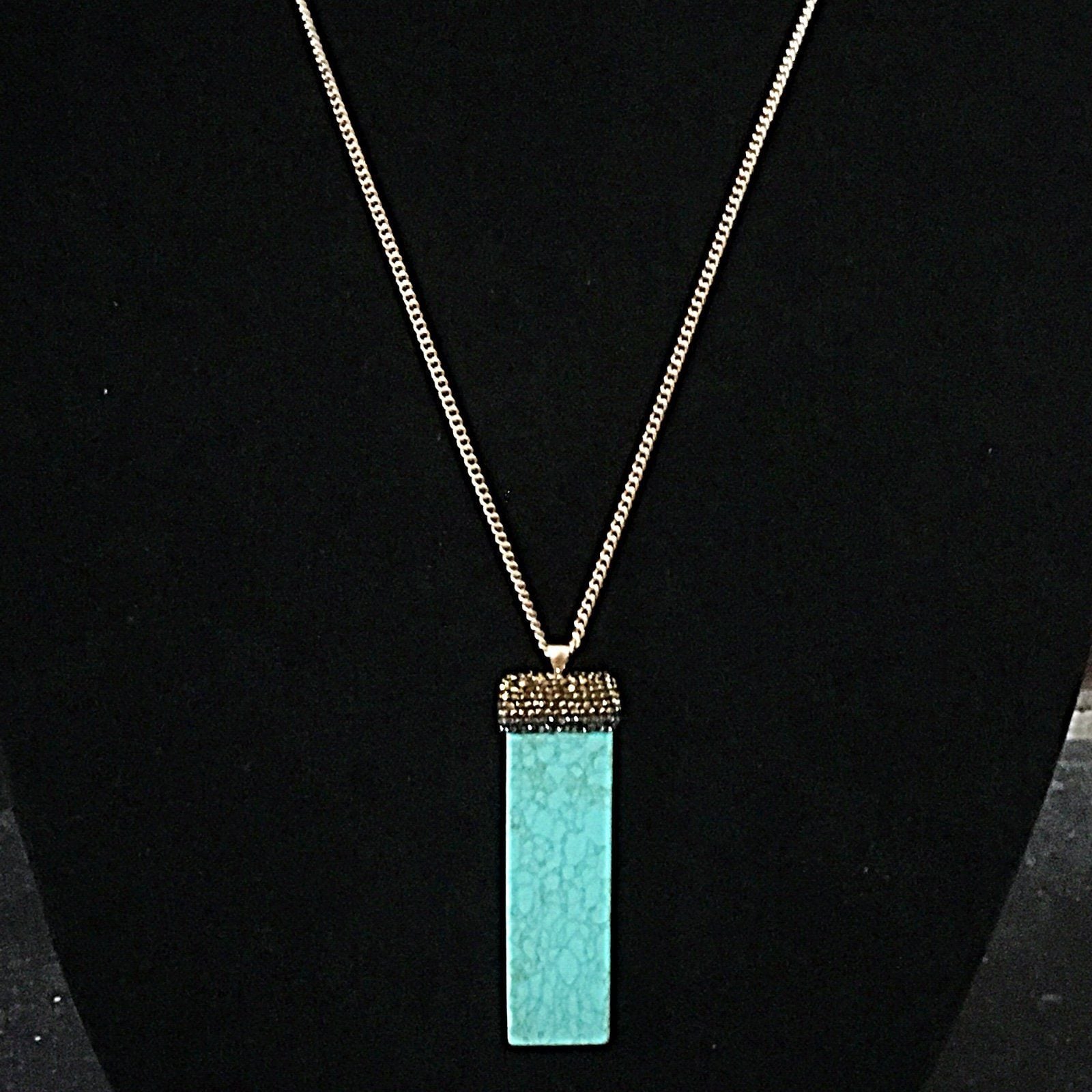 Natural Stone Beaded Pendant Necklace- Turquoise 4