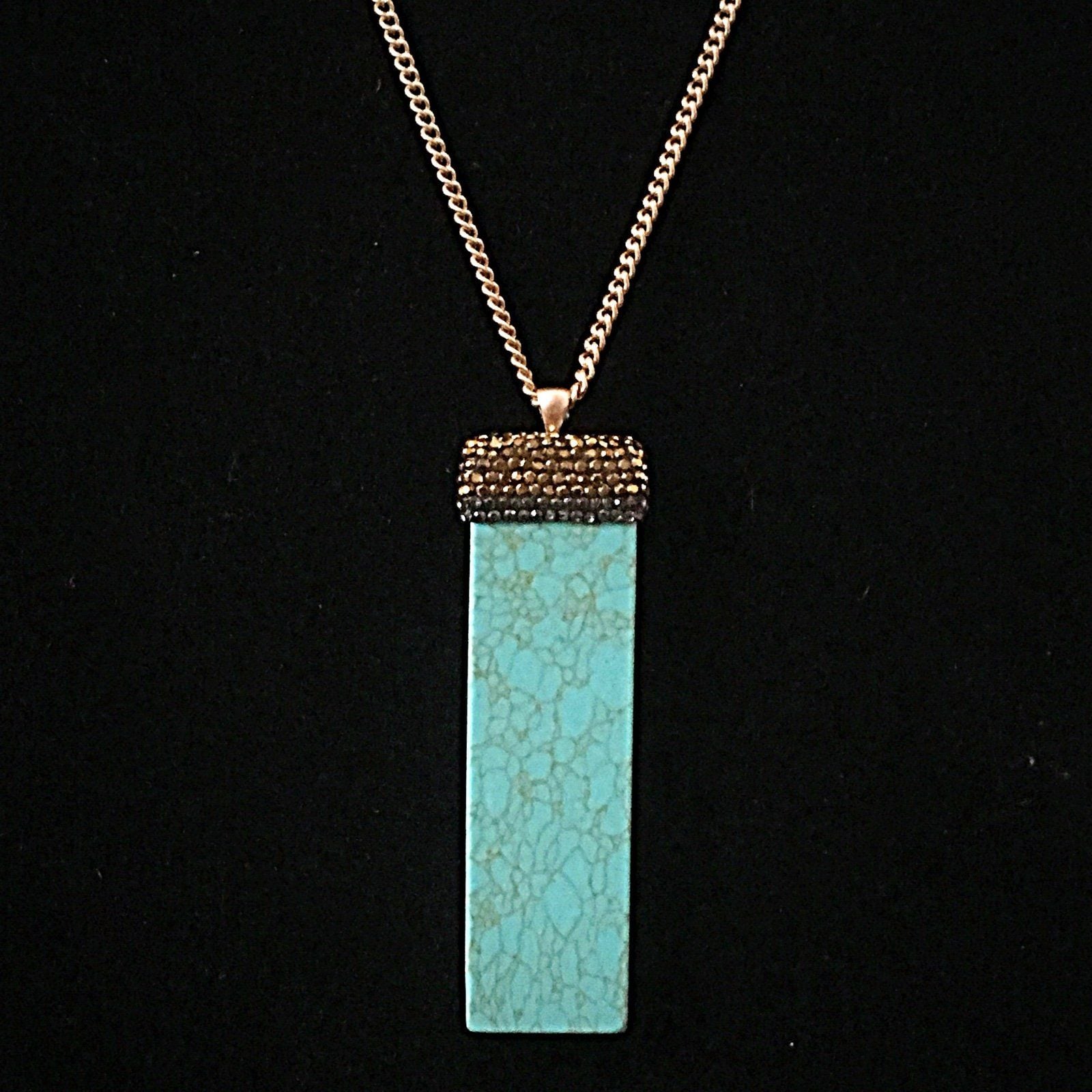 Natural Stone Beaded Pendant Necklace- Turquoise 5