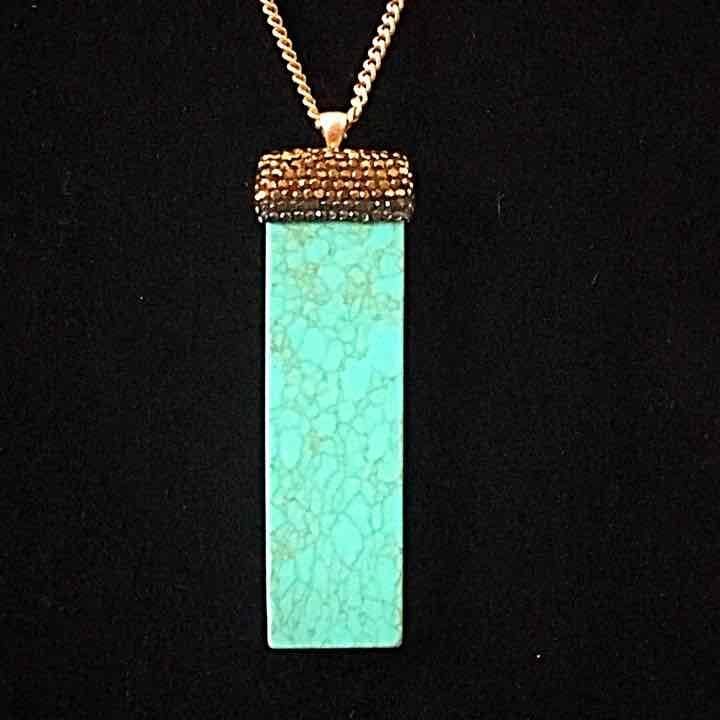Natural Stone Beaded Pendant Necklace- Turquoise 6