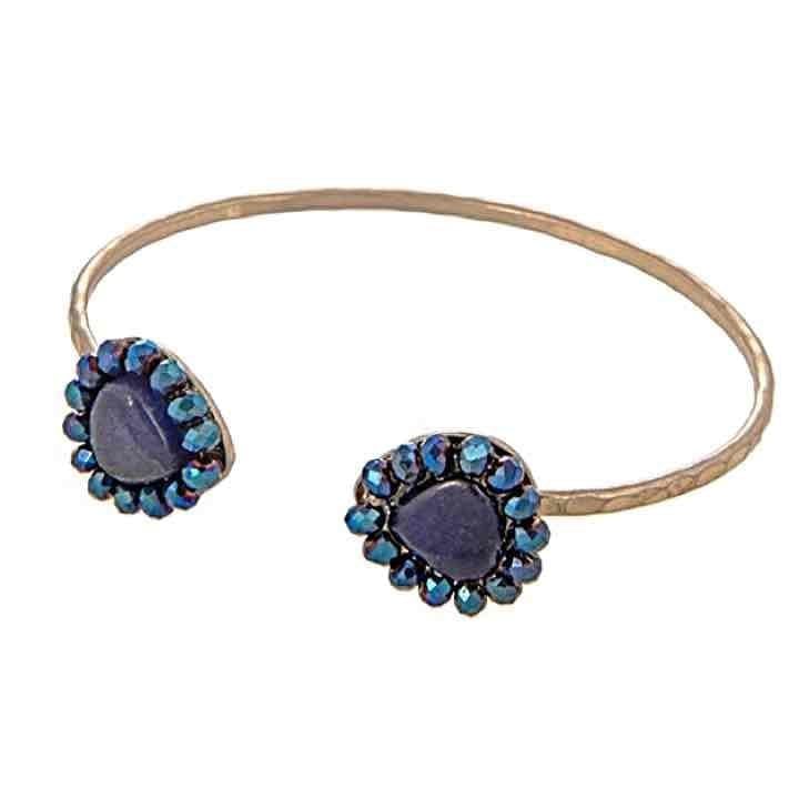 Beaded Teardrop Cuff Bracelet- Navy Blue 2