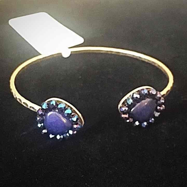 Beaded Teardrop Cuff Bracelet- Navy Blue 3