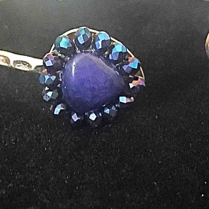 Beaded Teardrop Cuff Bracelet- Navy Blue 4