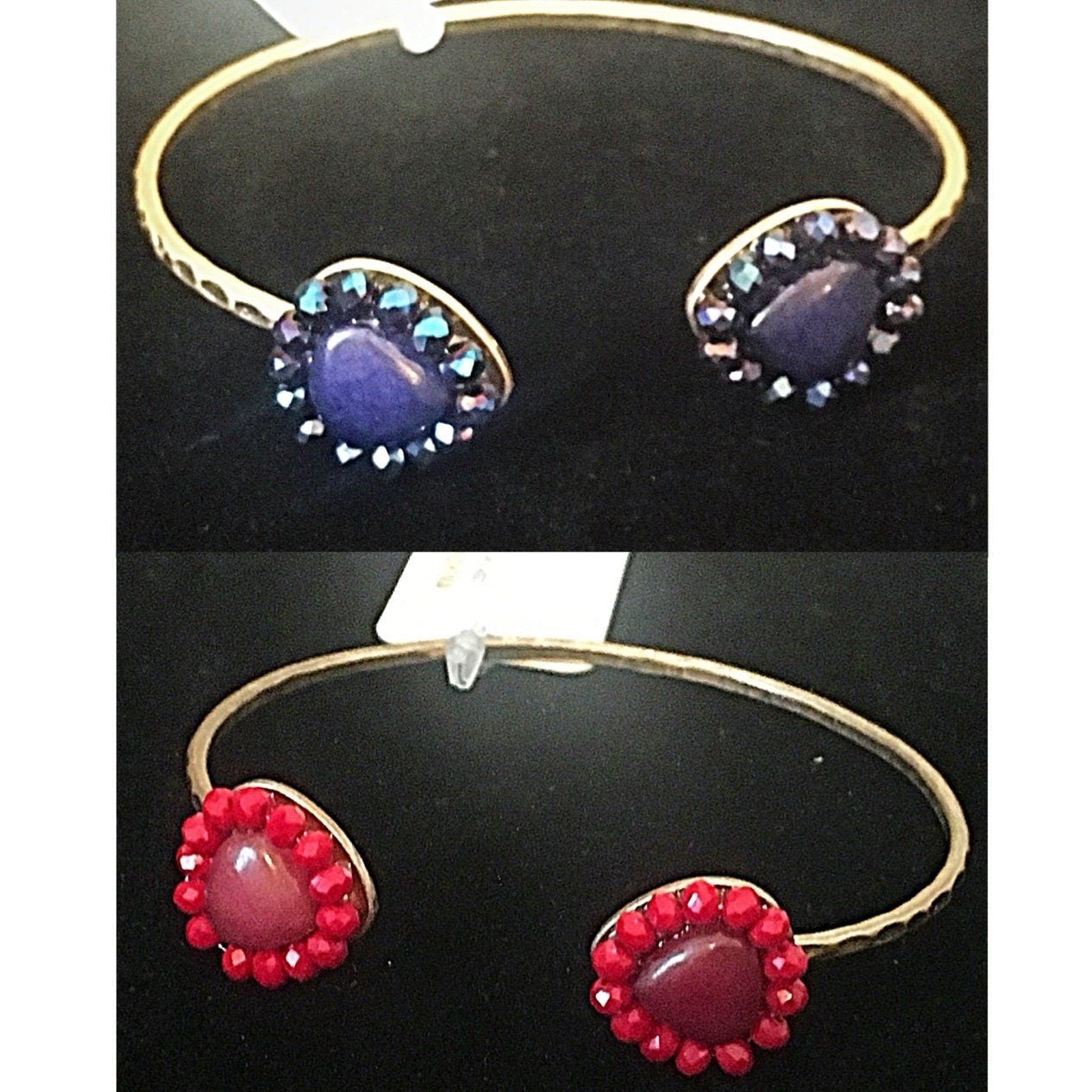 Beaded Teardrop Cuff Bracelet- Navy Blue 6