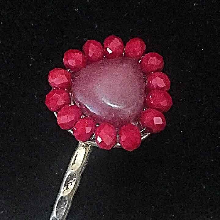 Beaded Teardrop Cuff Bracelet- Burgundy 5