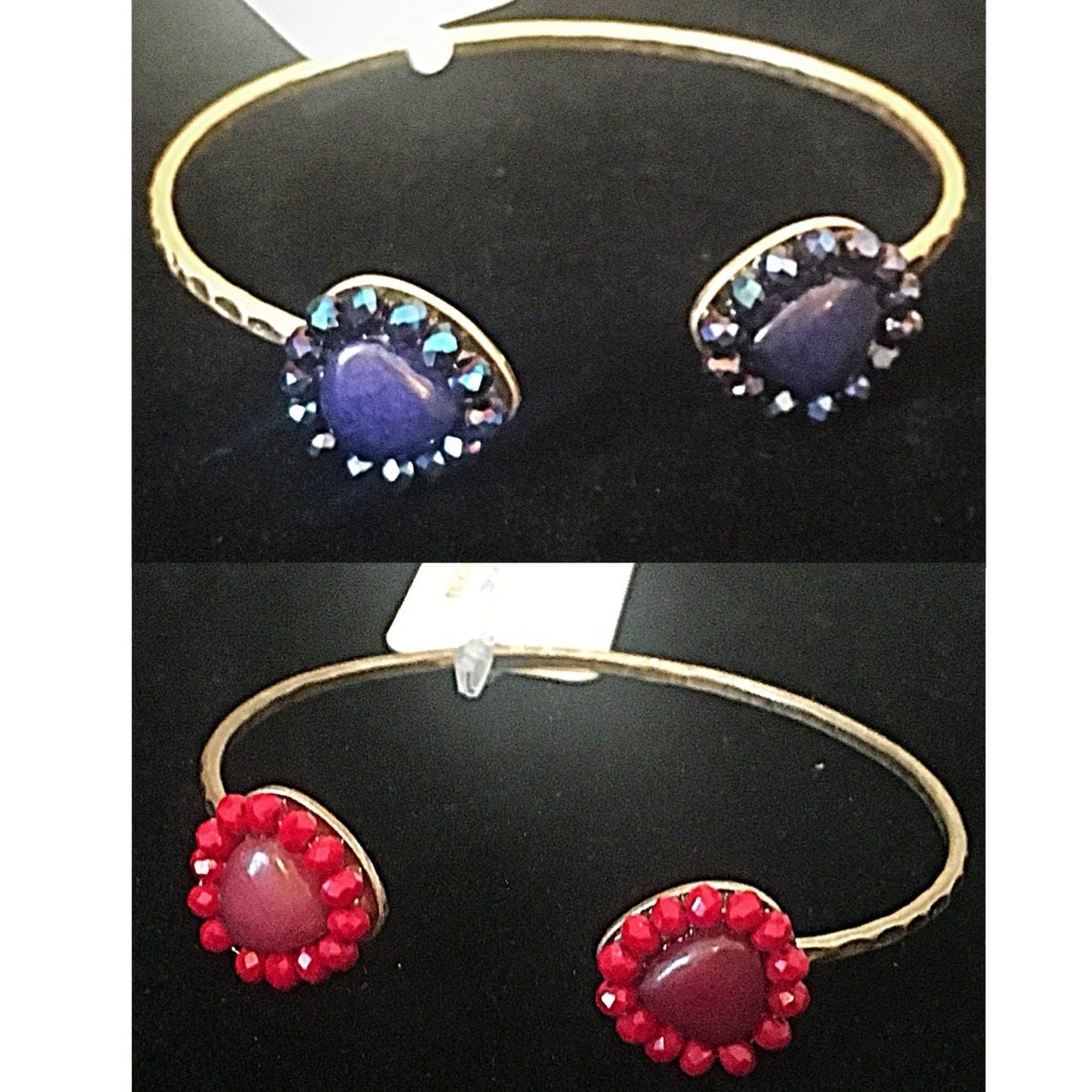 Beaded Teardrop Cuff Bracelet- Burgundy 6