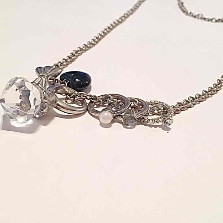 Silver Tone Bling & Ring Charm Necklace 4