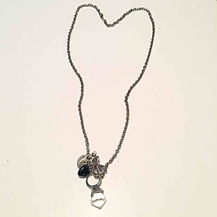 Silver Tone Bling & Ring Charm Necklace 5