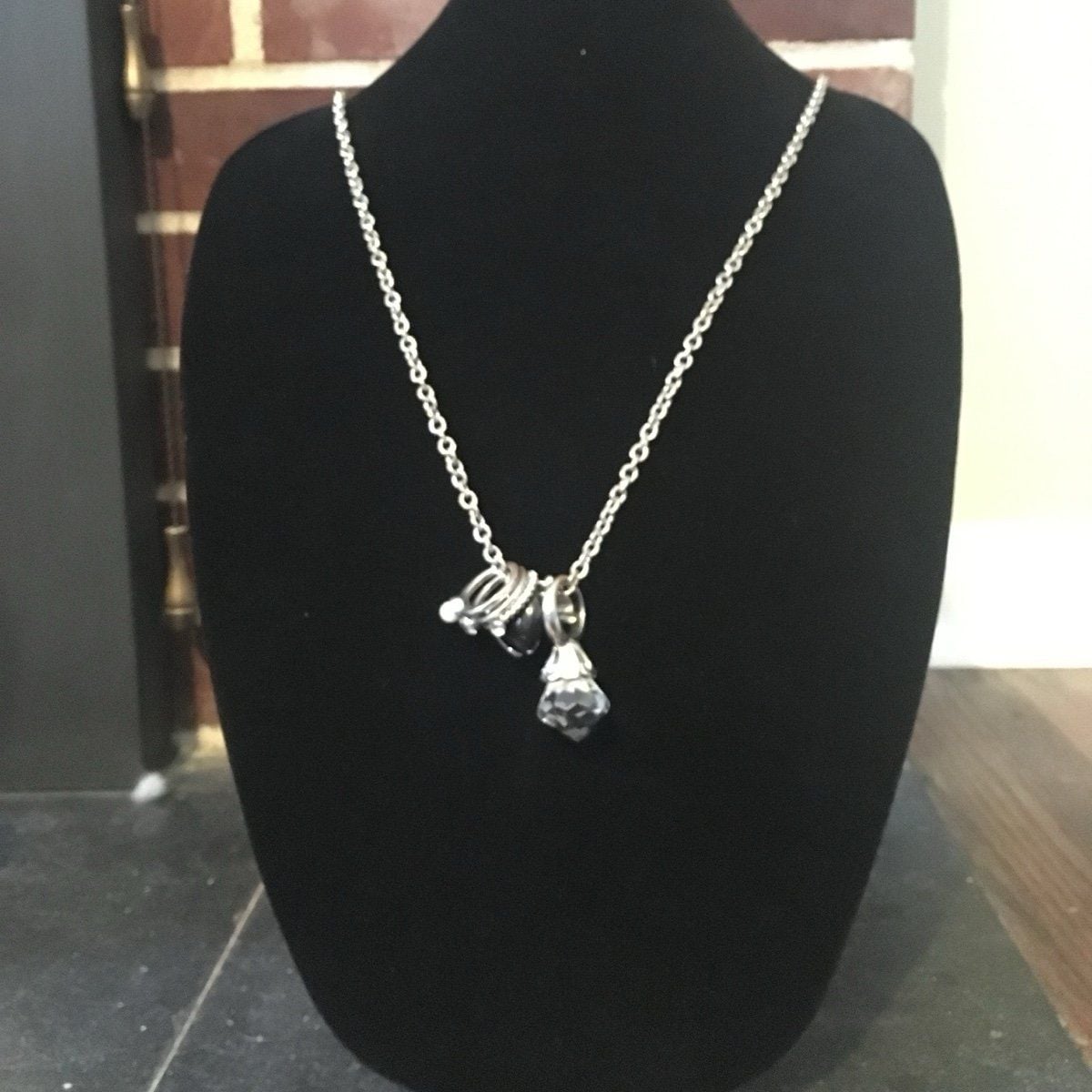 Silver Tone Bling & Ring Charm Necklace 6