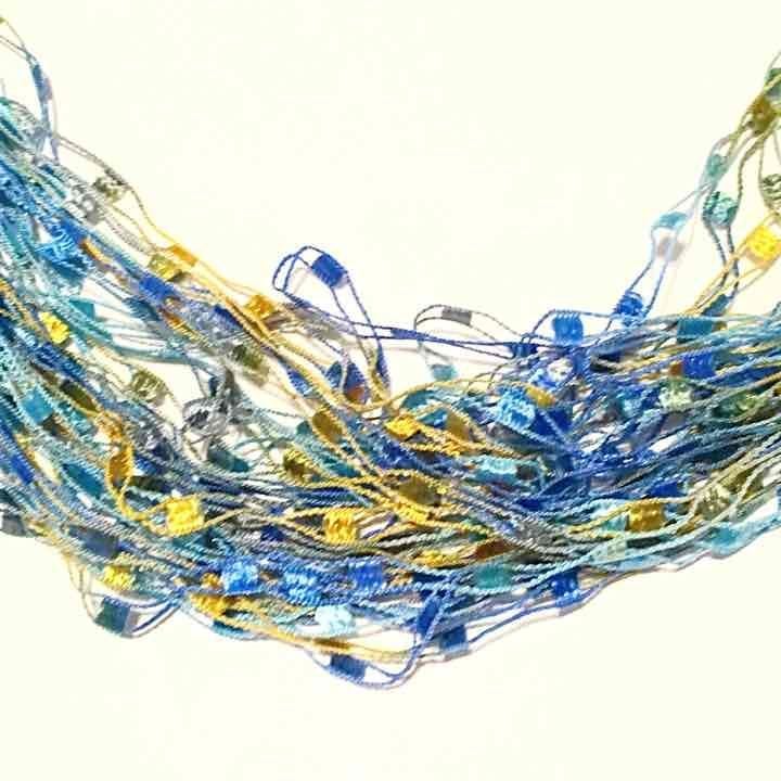 Layered Thread Necklace- Blue & Green 4