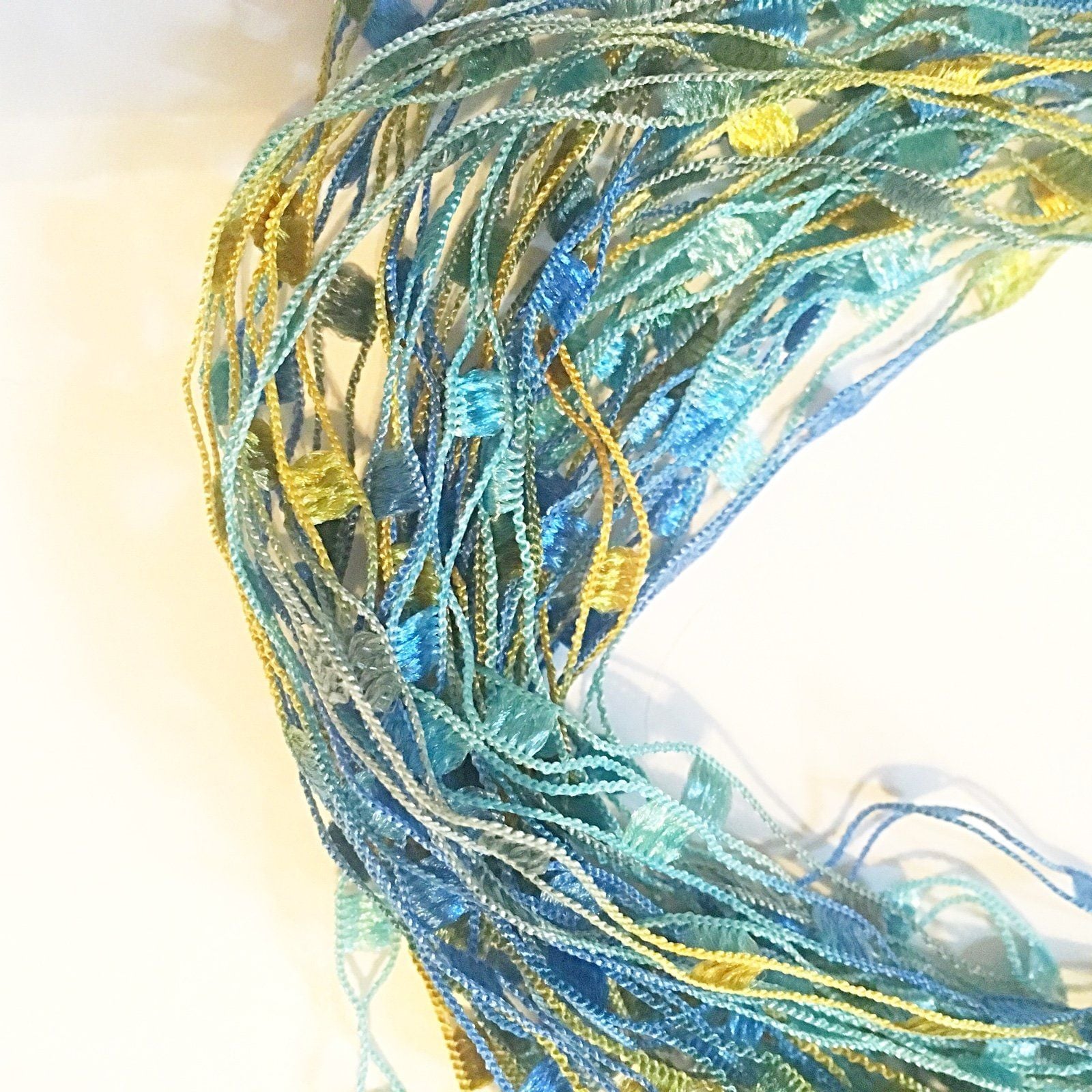 Layered Thread Necklace- Blue & Green 6