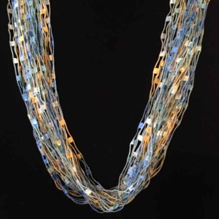 Layered Thread Necklace- Blue & Green 8